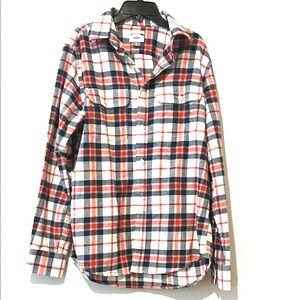 Old Navy Mens Size S Regular Fit Red and Blue Plaid Button-Up Shirt